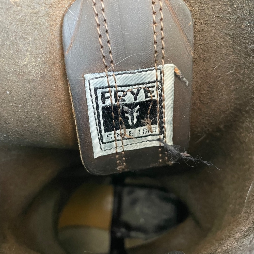 FRYE Women's  Size 7.5 Harness 12R Boot Brown Pull On Biker Moto 77300 Mid Calf - Picture 10 of 16